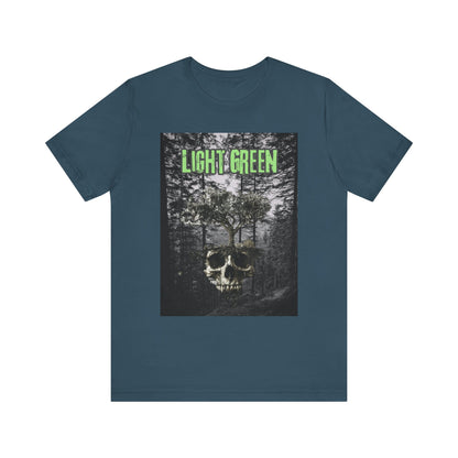 Light Green Skull Forest Unisex Tee - Edgy Graphic T-Shirt for Nature Lovers