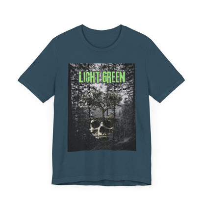 Light Green Skull Forest Unisex Tee - Edgy Graphic T-Shirt for Nature Lovers