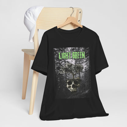 Light Green Skull Forest Unisex Tee - Edgy Graphic T-Shirt for Nature Lovers