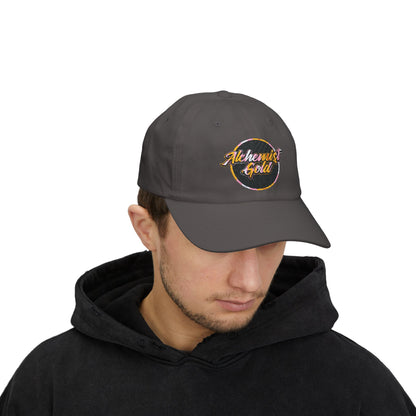 Alchemist Gold Embroidered Dad Cap - Casual White Hat for Everyday Style