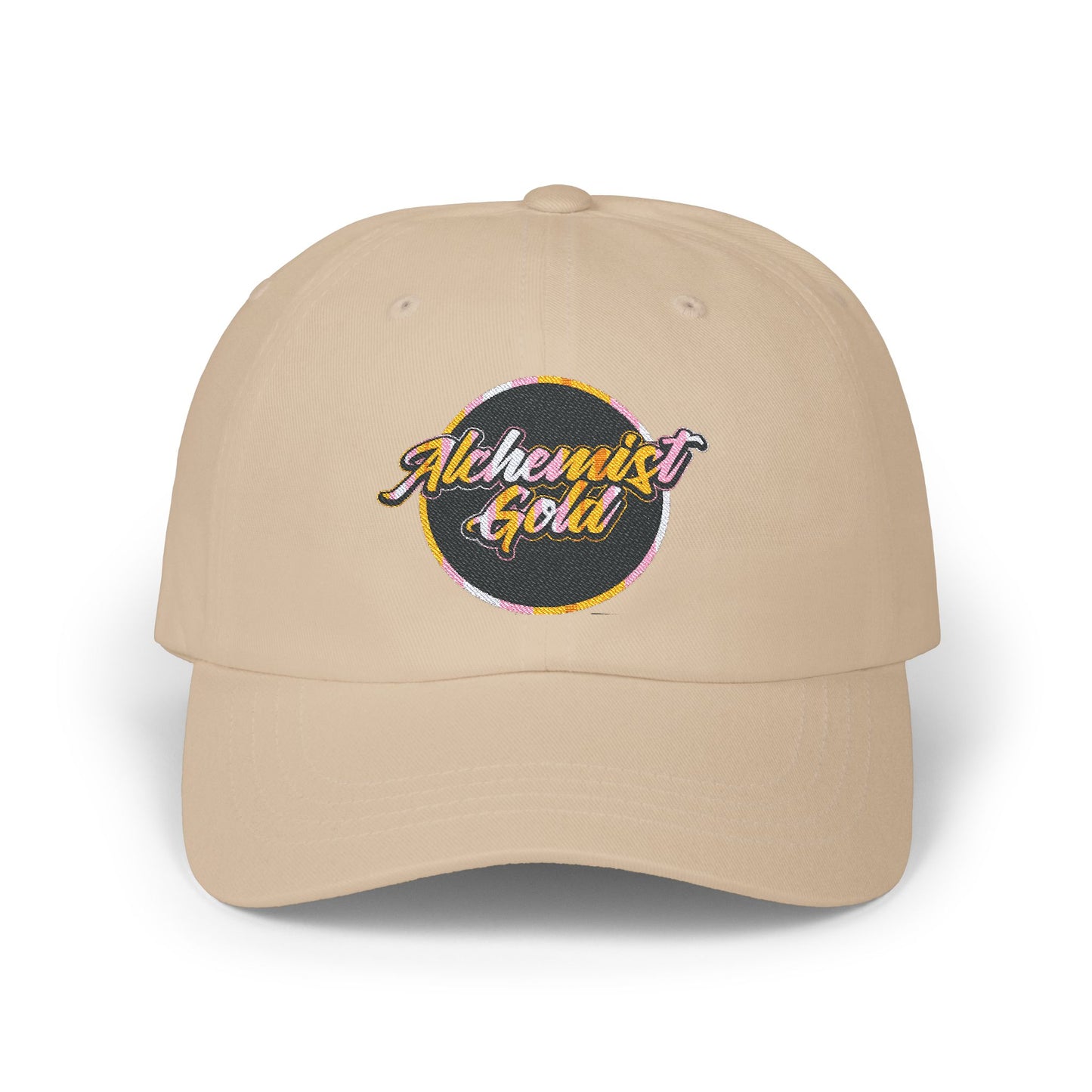 Alchemist Gold Embroidered Dad Cap - Casual White Hat for Everyday Style