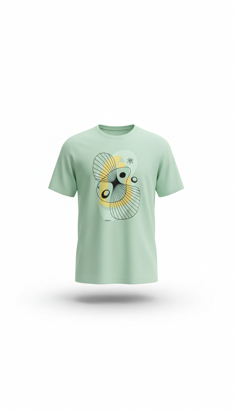 Graphic Tee With Light Green Detail