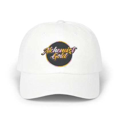 Alchemist Gold Embroidered Dad Cap - Casual White Hat for Everyday Style