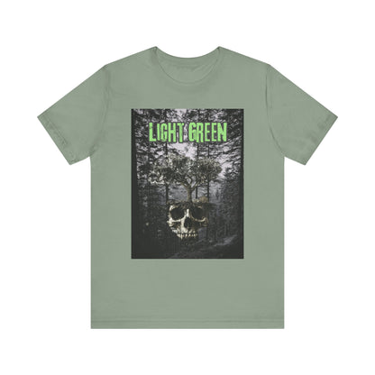 Light Green Skull Forest Unisex Tee - Edgy Graphic T-Shirt for Nature Lovers