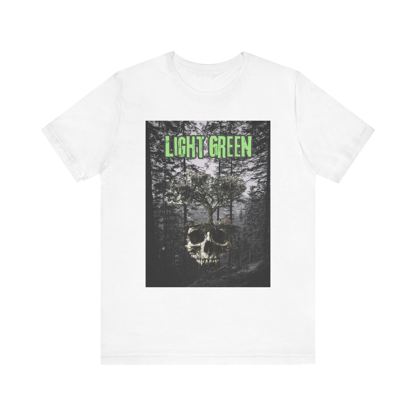 Light Green Skull Forest Unisex Tee - Edgy Graphic T-Shirt for Nature Lovers