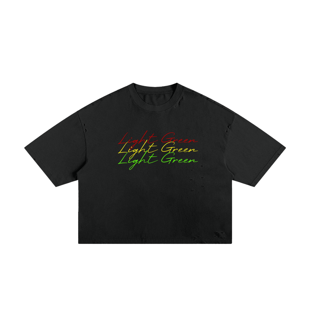 Classic Frayed Boxy Tee rasta green