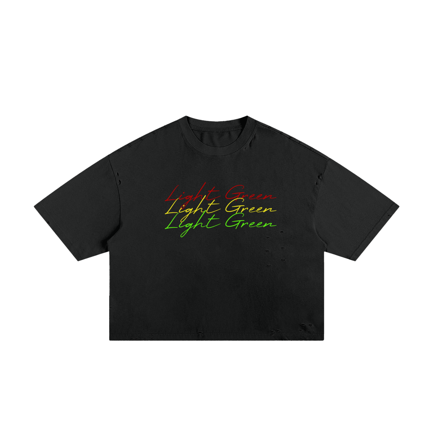 Classic Frayed Boxy Tee rasta green