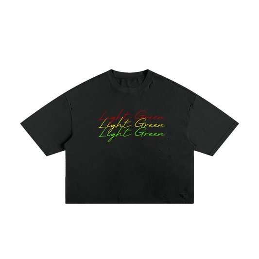 Classic Frayed Boxy Tee rasta green