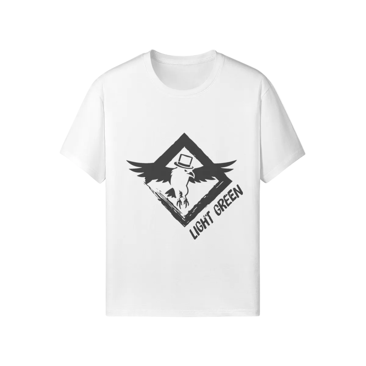 Light Green Logo Tee – White with Black Print